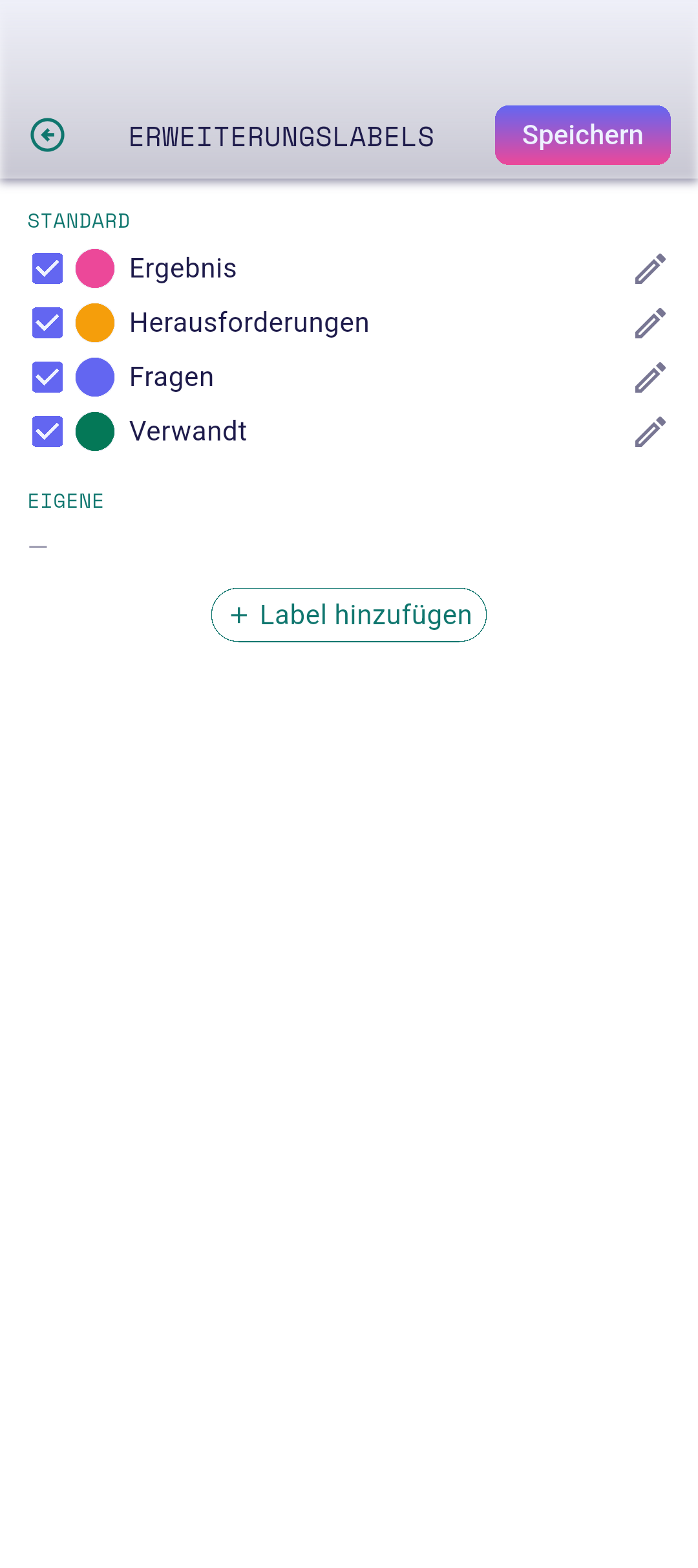 Editor für Erweiterungsbeschriftungen geöffnet