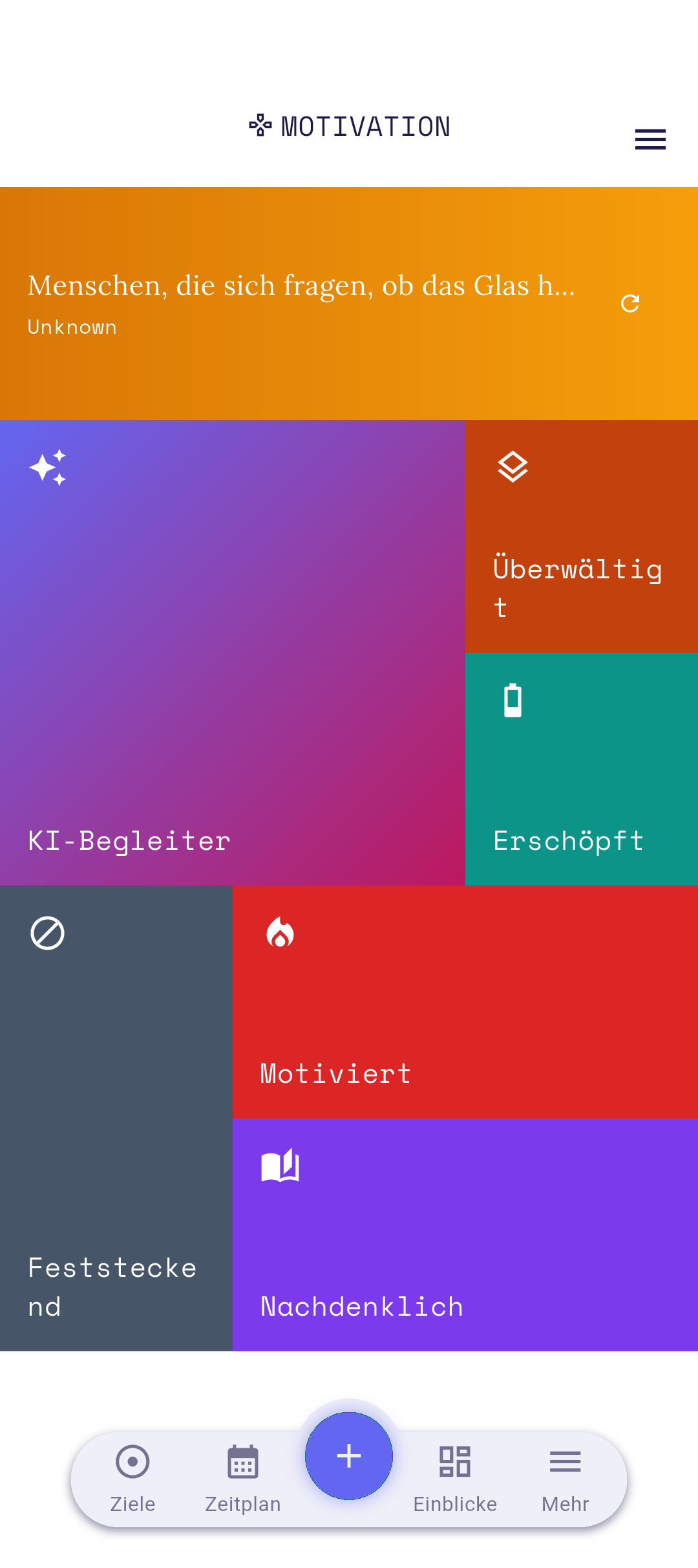 Motivations-Gefühlskacheln