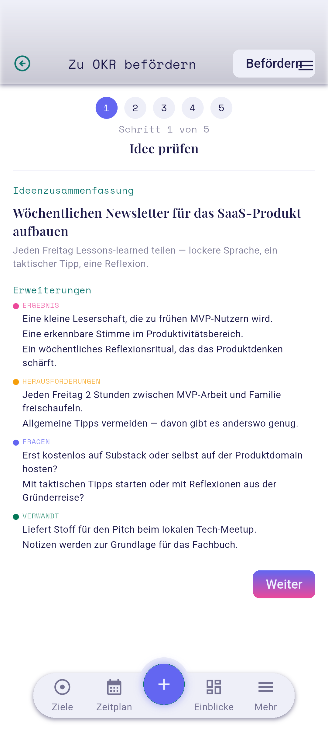 Assistent Schritt 1 — Kernwunsch