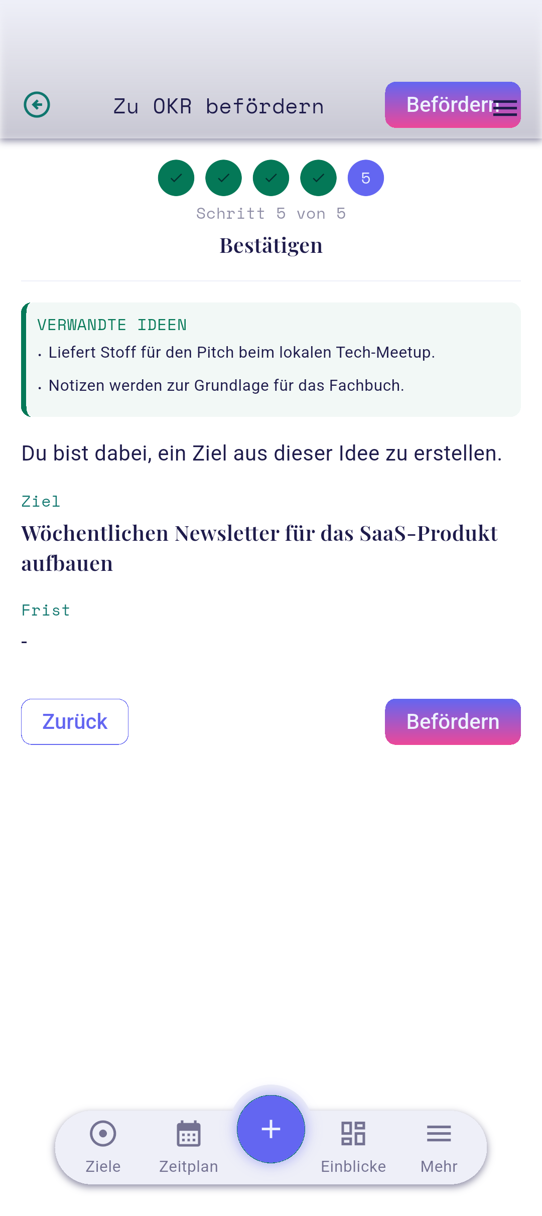 Assistent Schritt 5 — Bestätigen