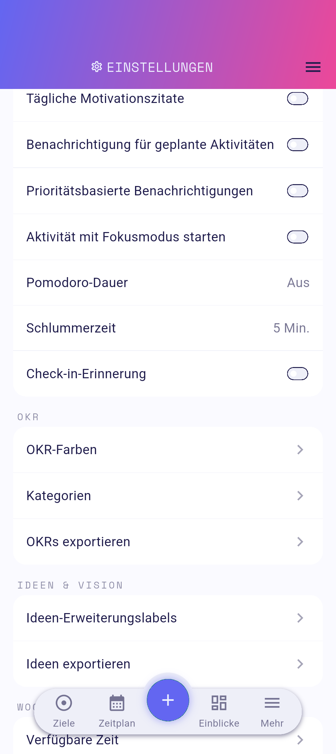 Zeitpicker für das tägliche Zitat
