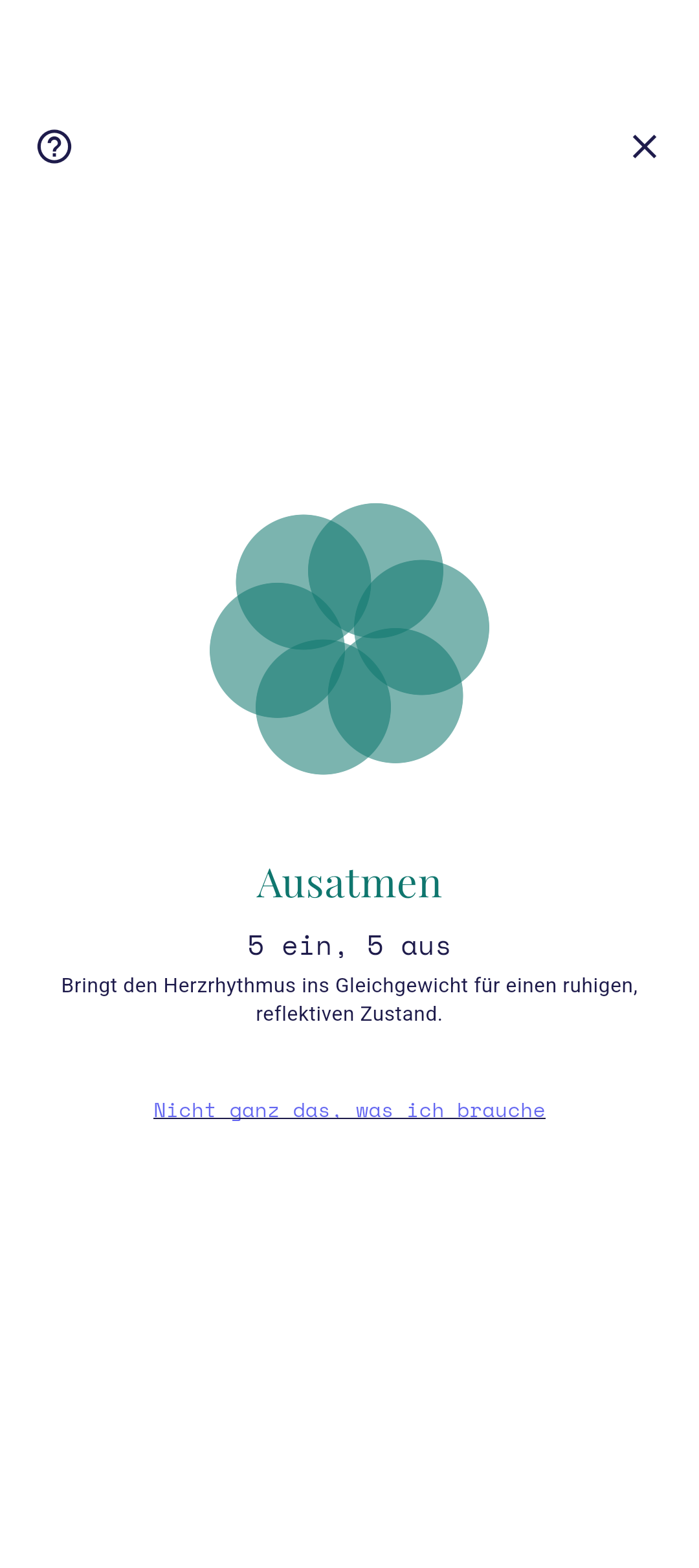 Atemübungsdarstellung in der Mitte eines Zyklus