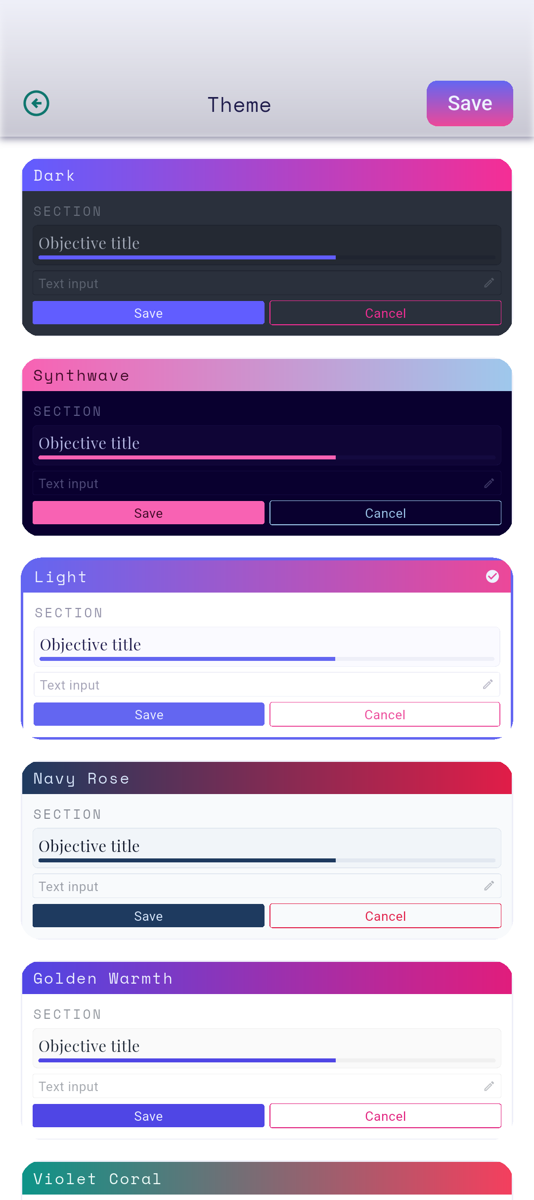 Theme picker grid
