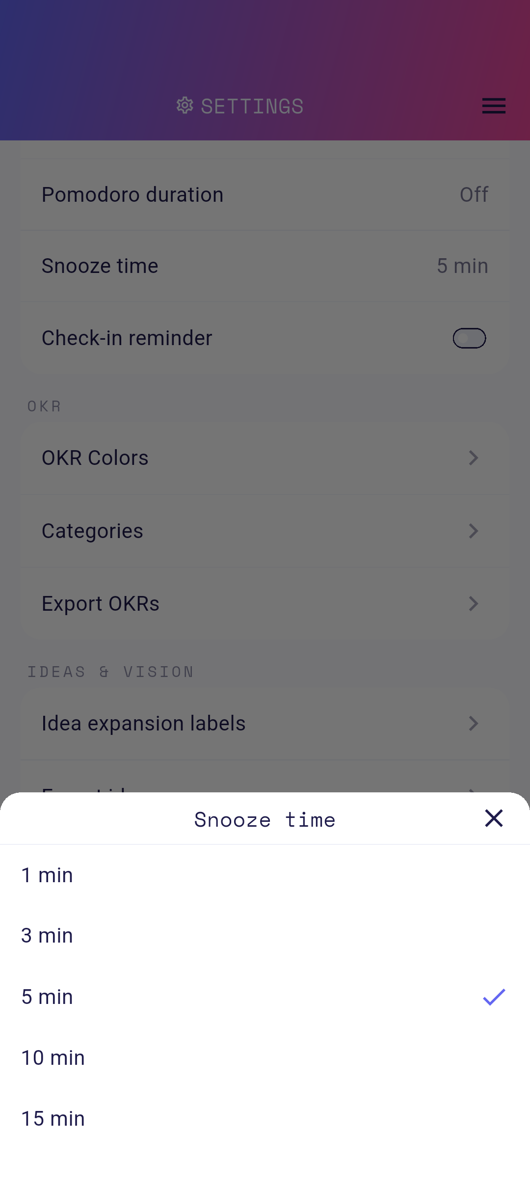 Snooze Time picker
