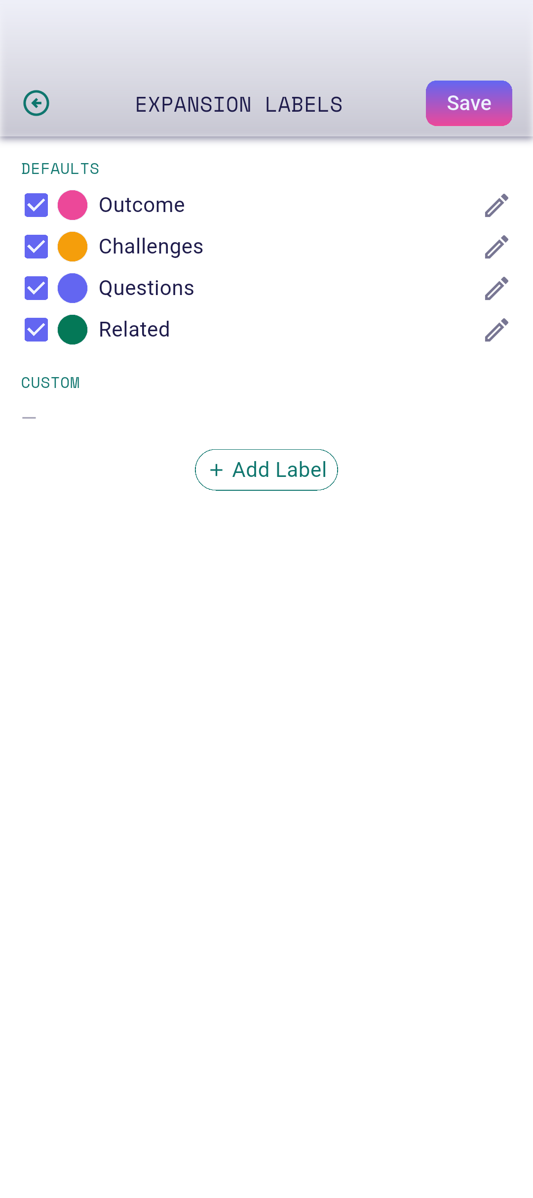 Expansion labels editor open