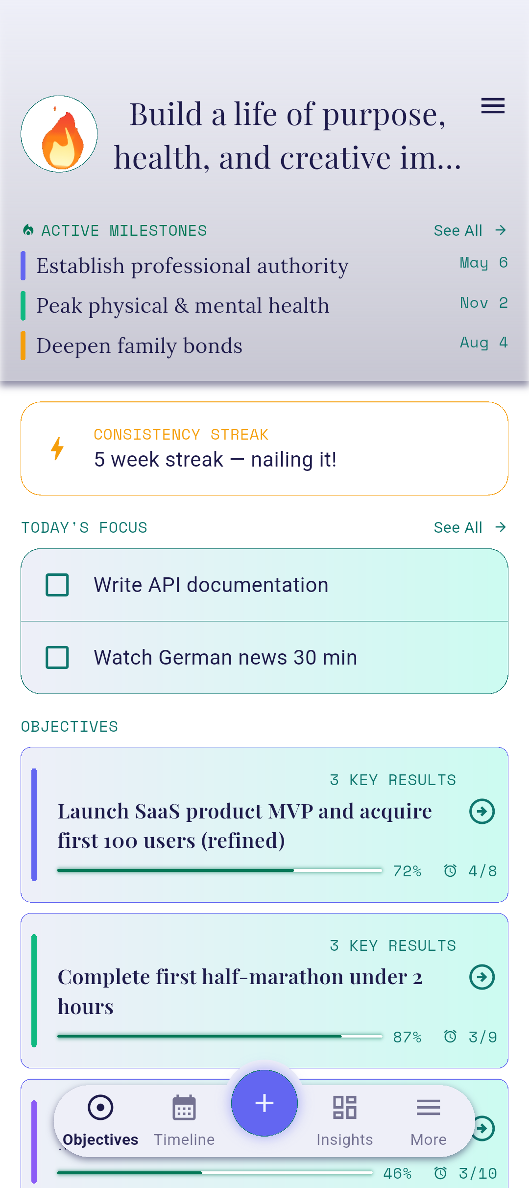 Updated objective on home screen