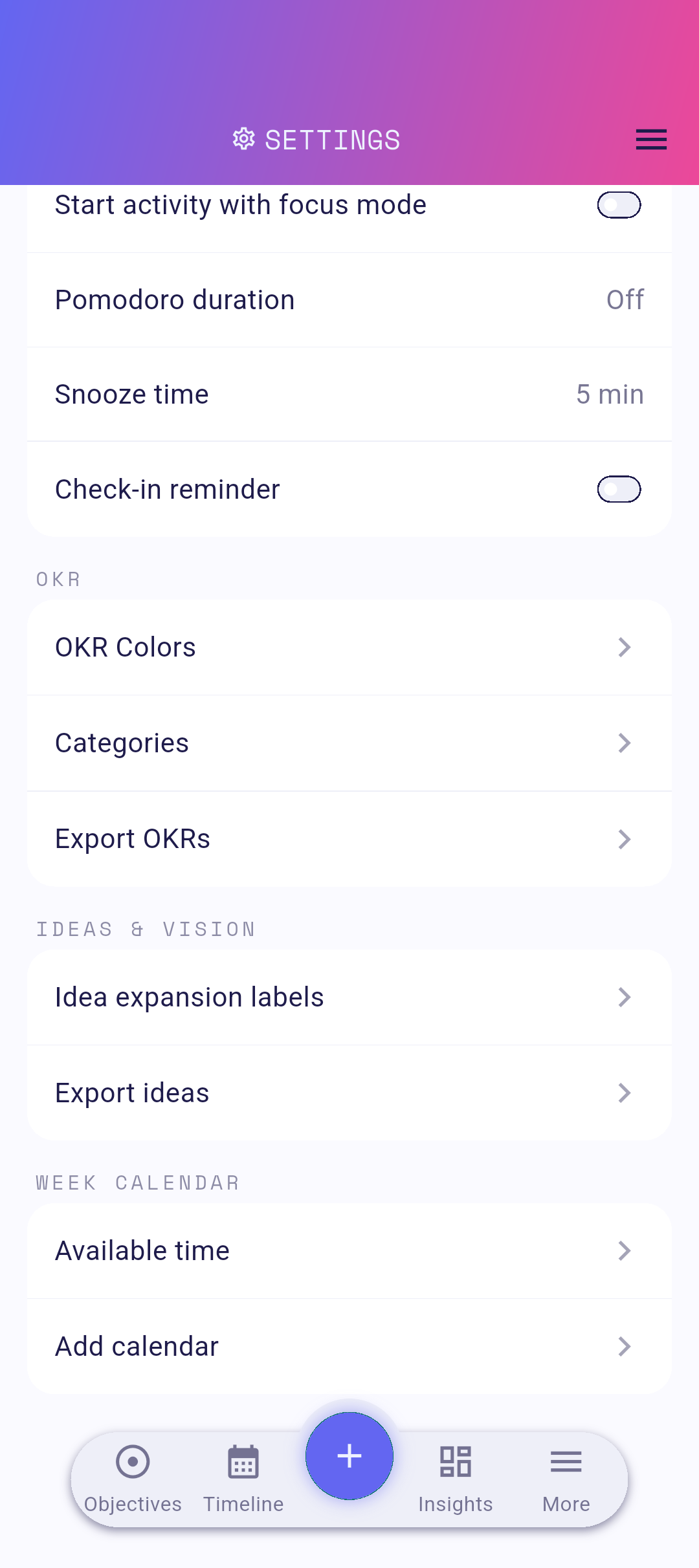 Toggle row in settings