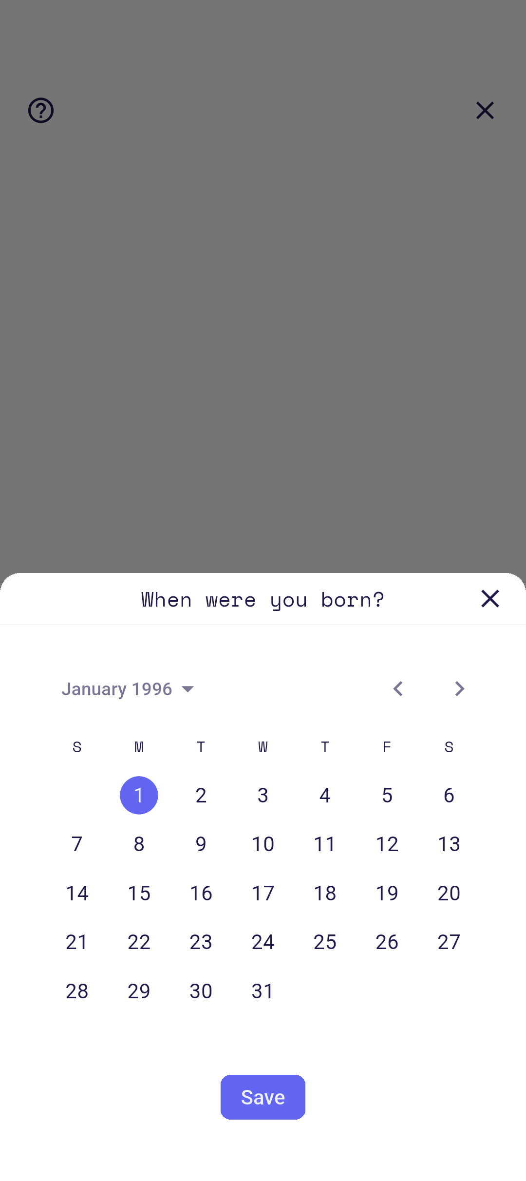 Birthday picker