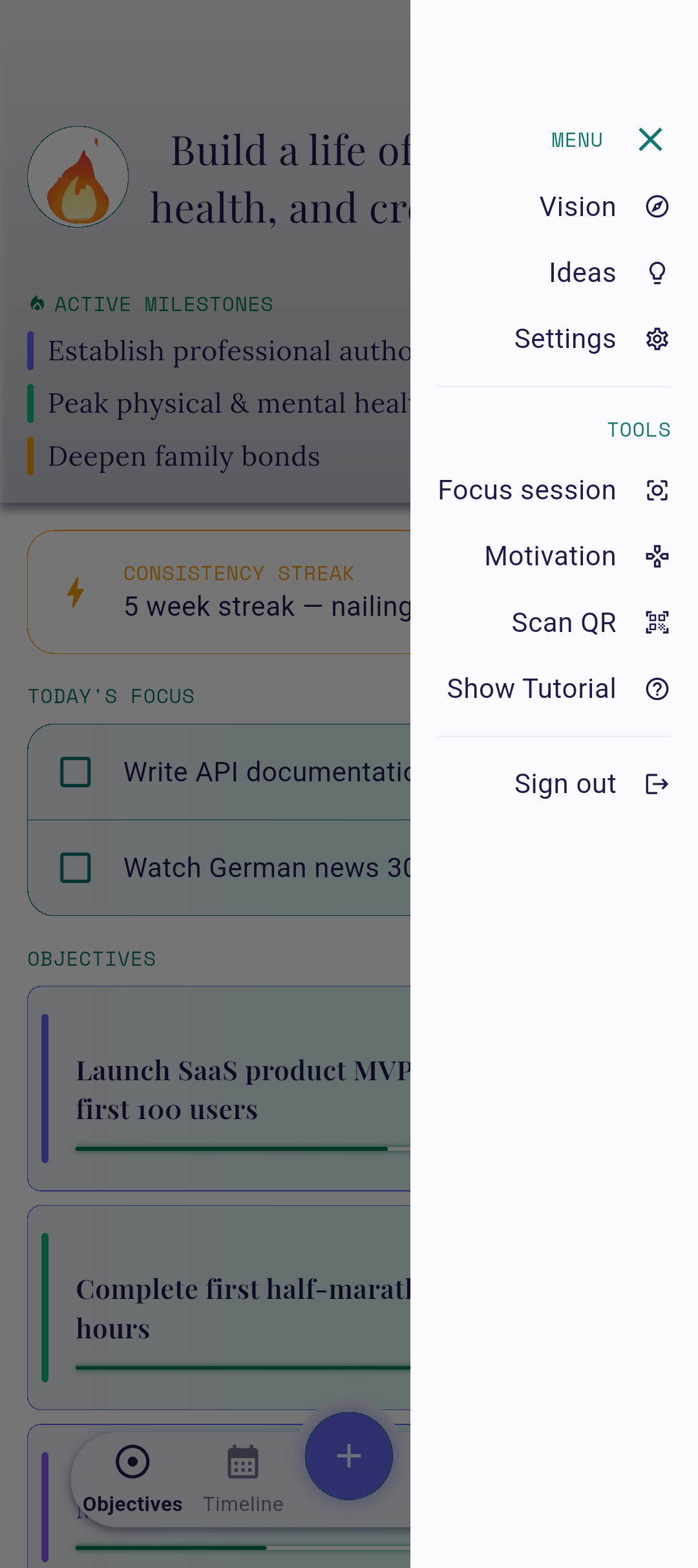 Sidebar with the replay button