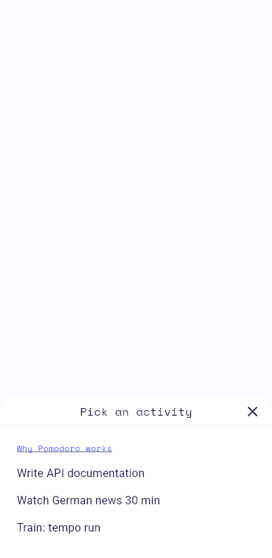 Pomodoro launcher activity picker