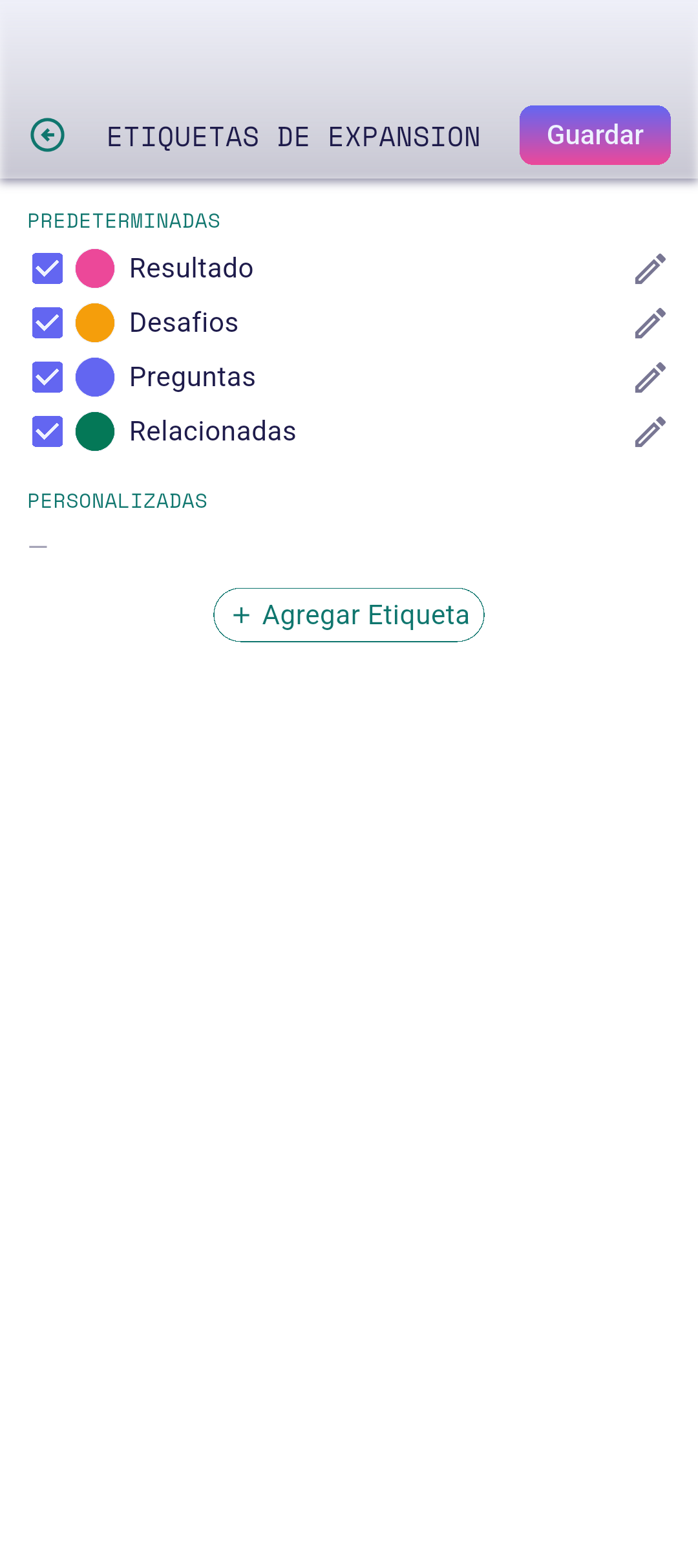 Editor de etiquetas de expansión abierto