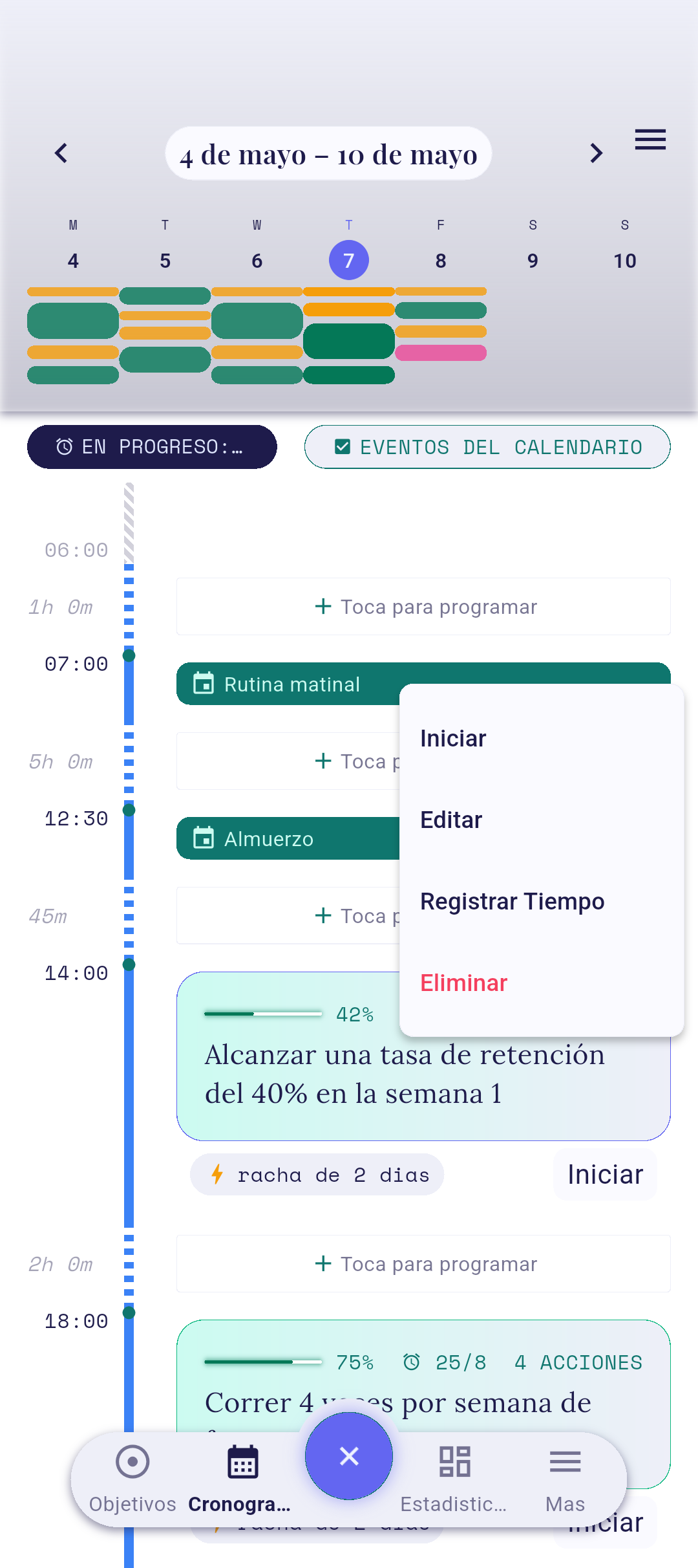 Editor de sesión abierto con los campos