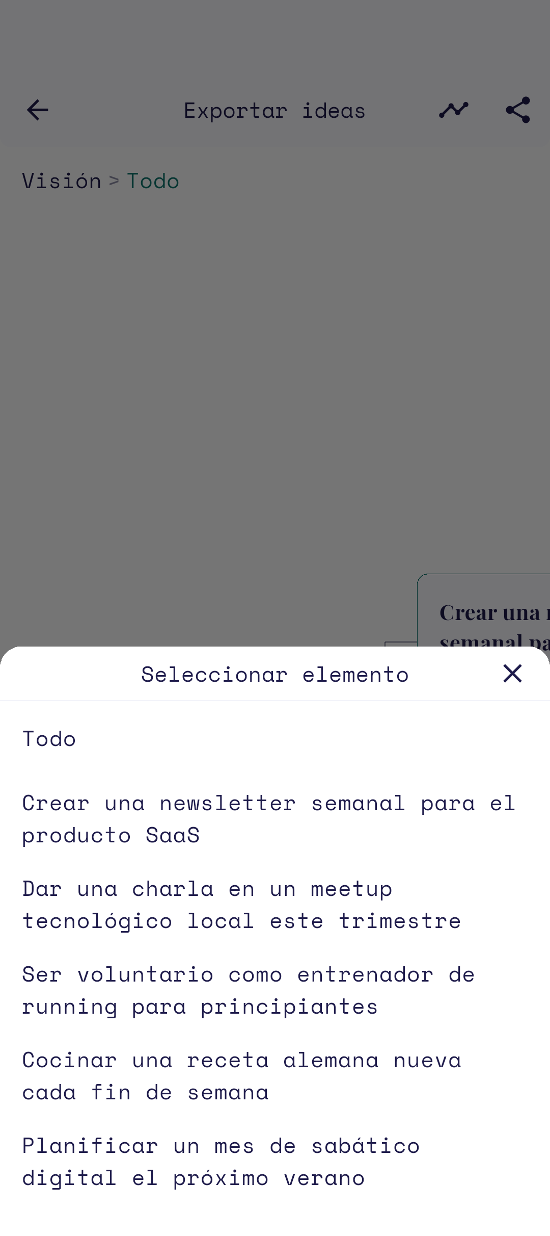 Opciones de alcance y estilo de línea
