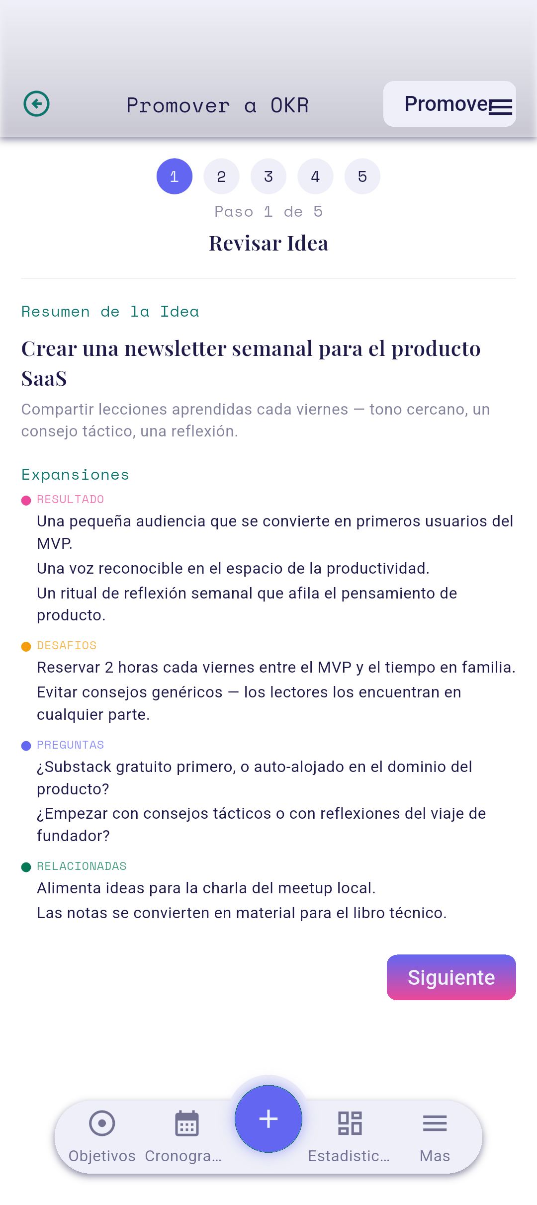 Asistente paso 1 — deseo central