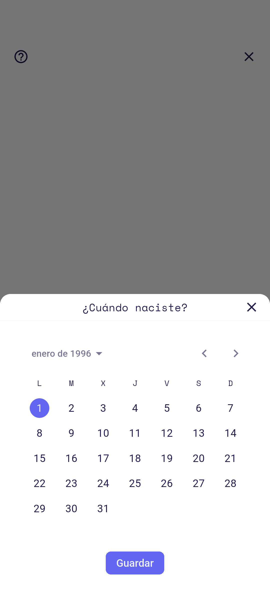 Selector de fecha de nacimiento