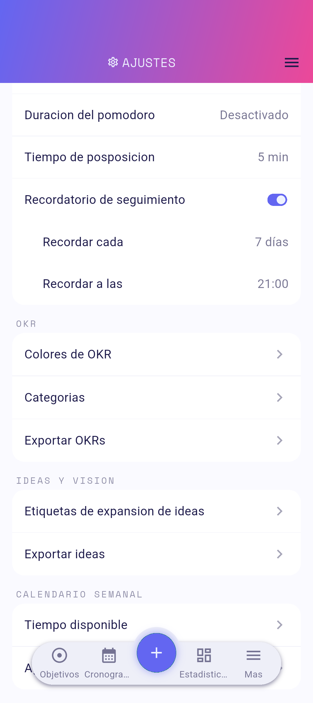 Selector de hora abierto