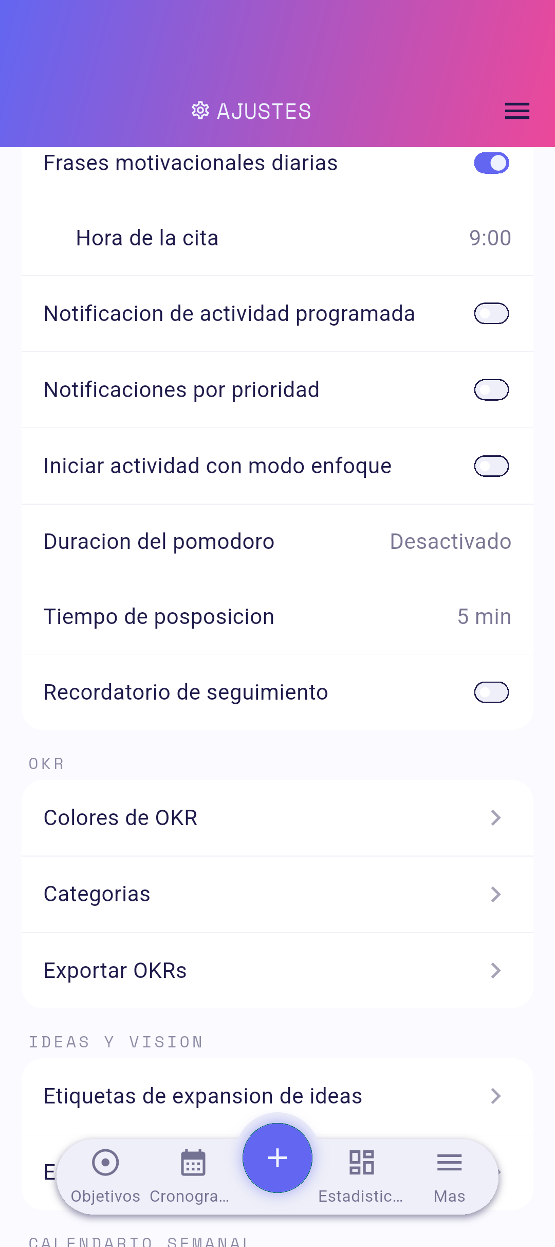 Interruptor de Citas de motivación diarias