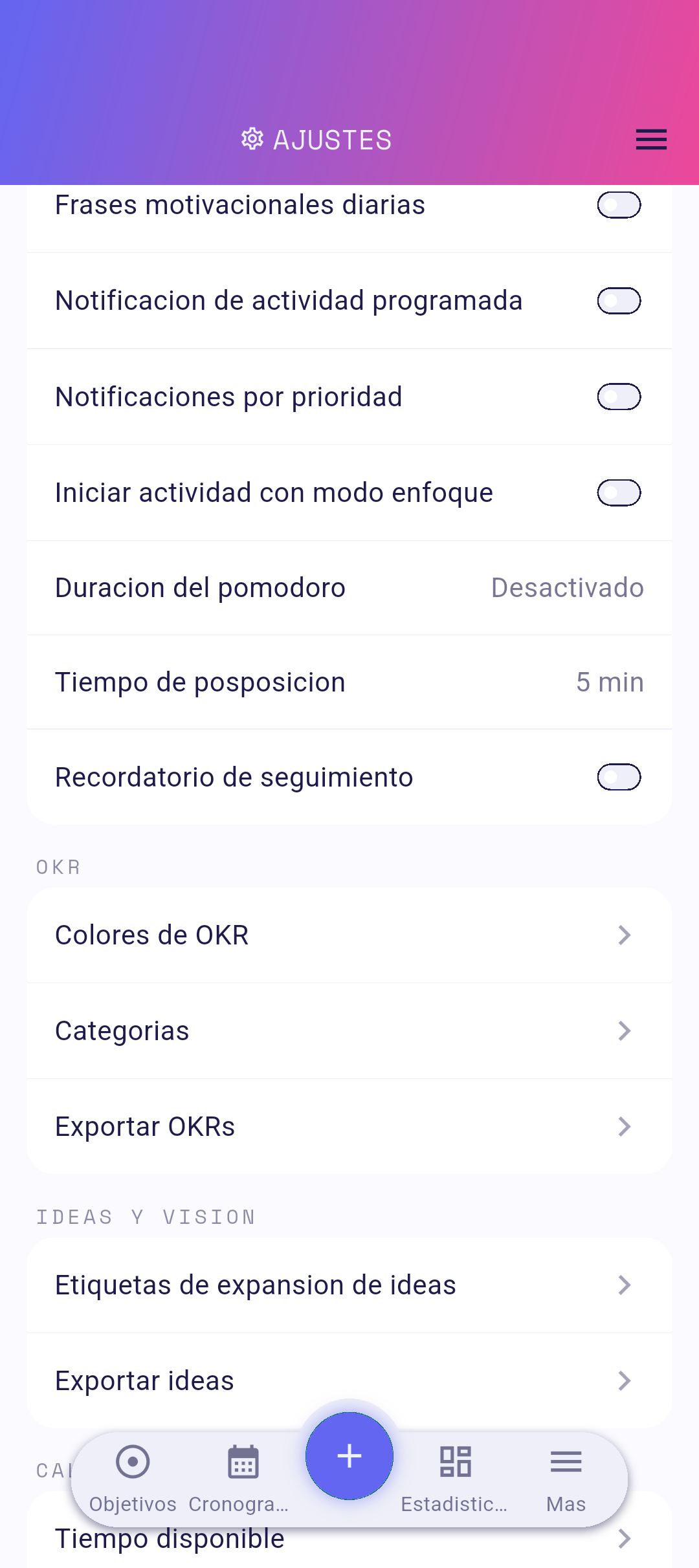 Selector de hora para la cita diaria