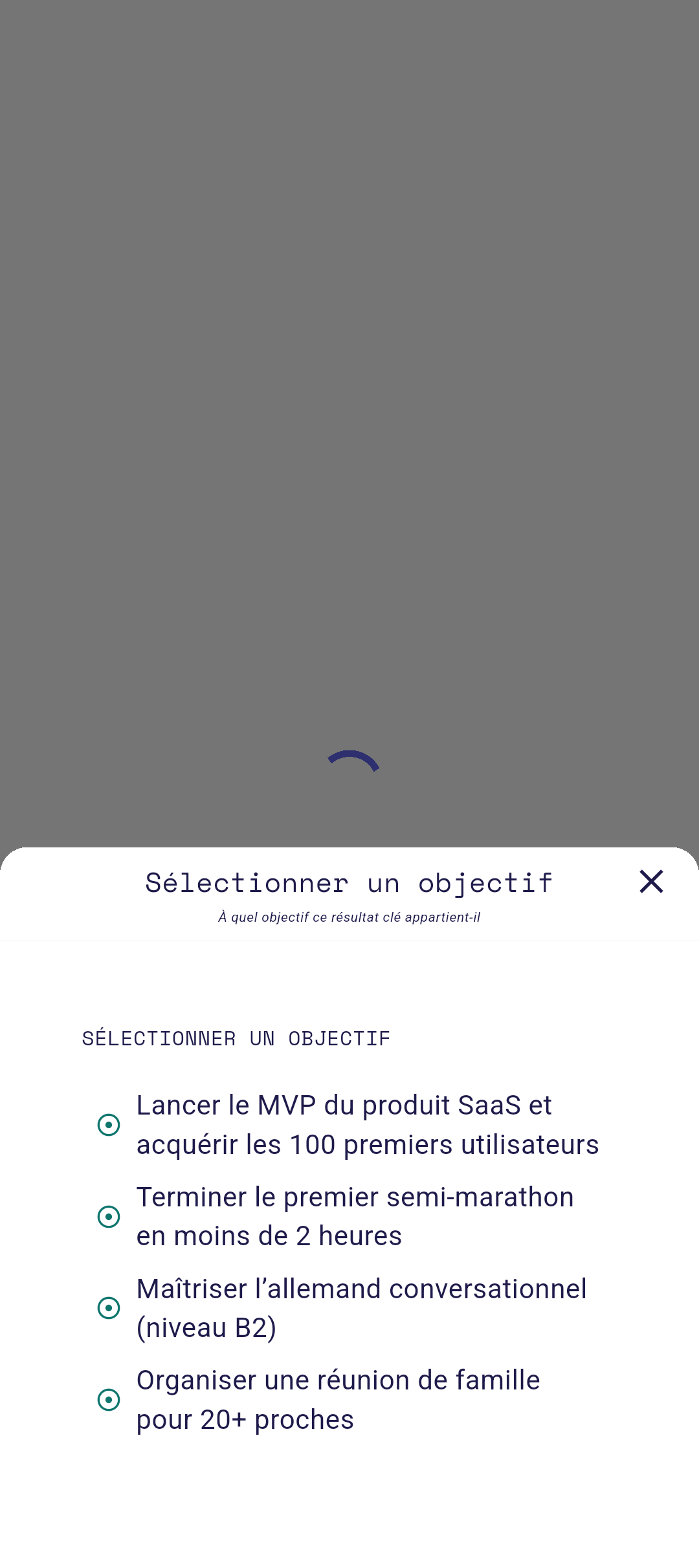 Éditeur de résultat clé avec titre et mesure remplis