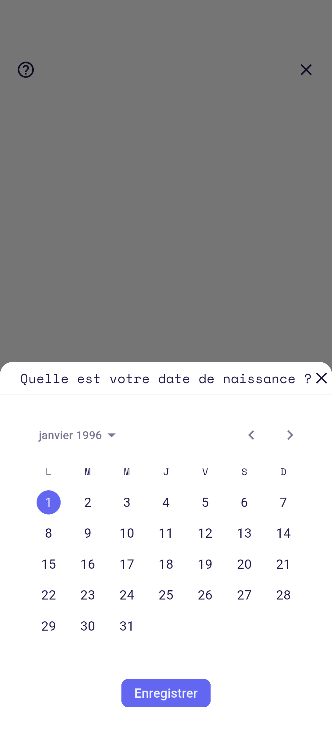 Sélecteur de date de naissance