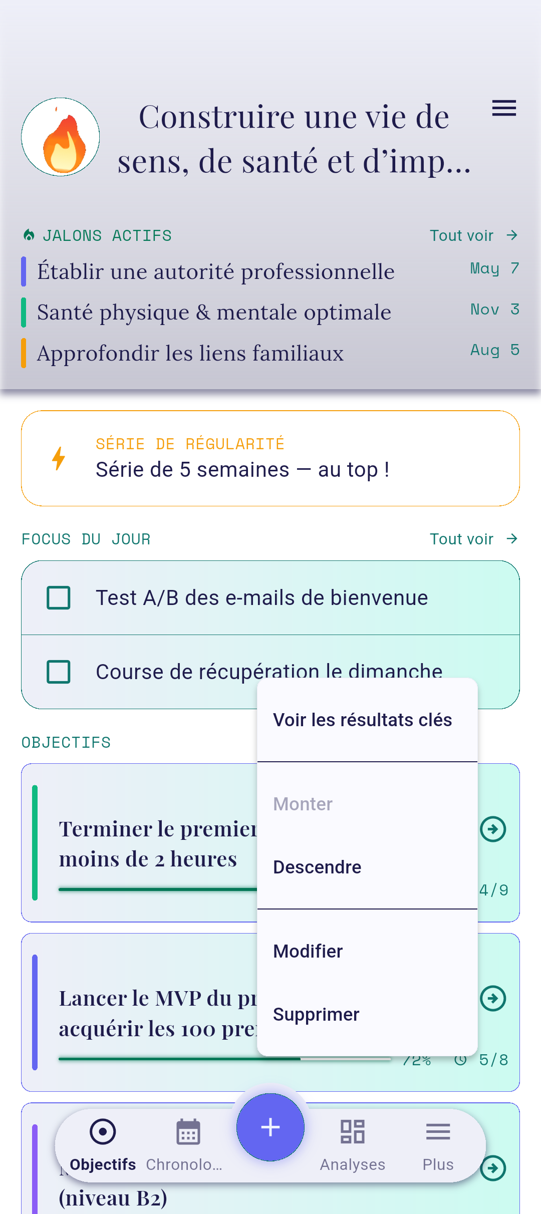 Menu contextuel avec Monter mis en évidence