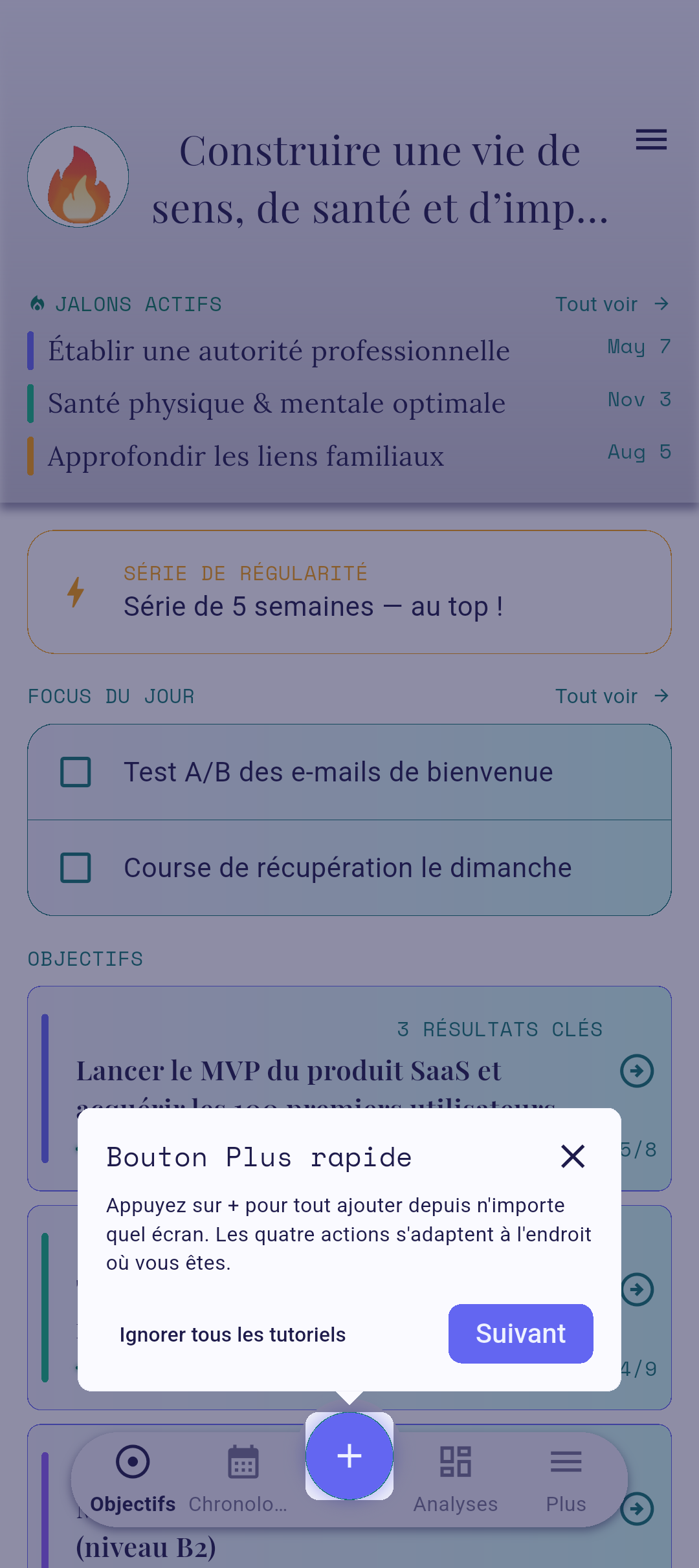 Superposition du tutoriel en cours
