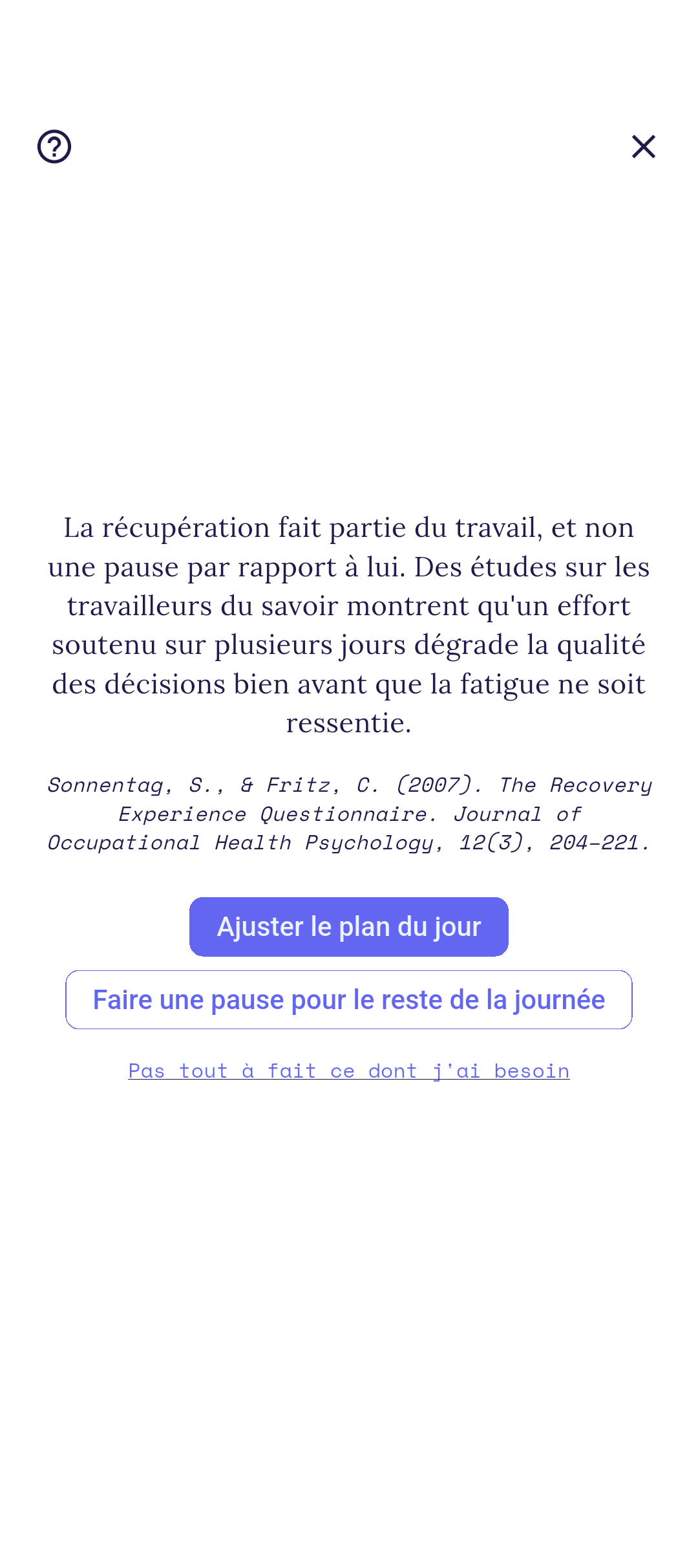 Invite du bilan de rythme