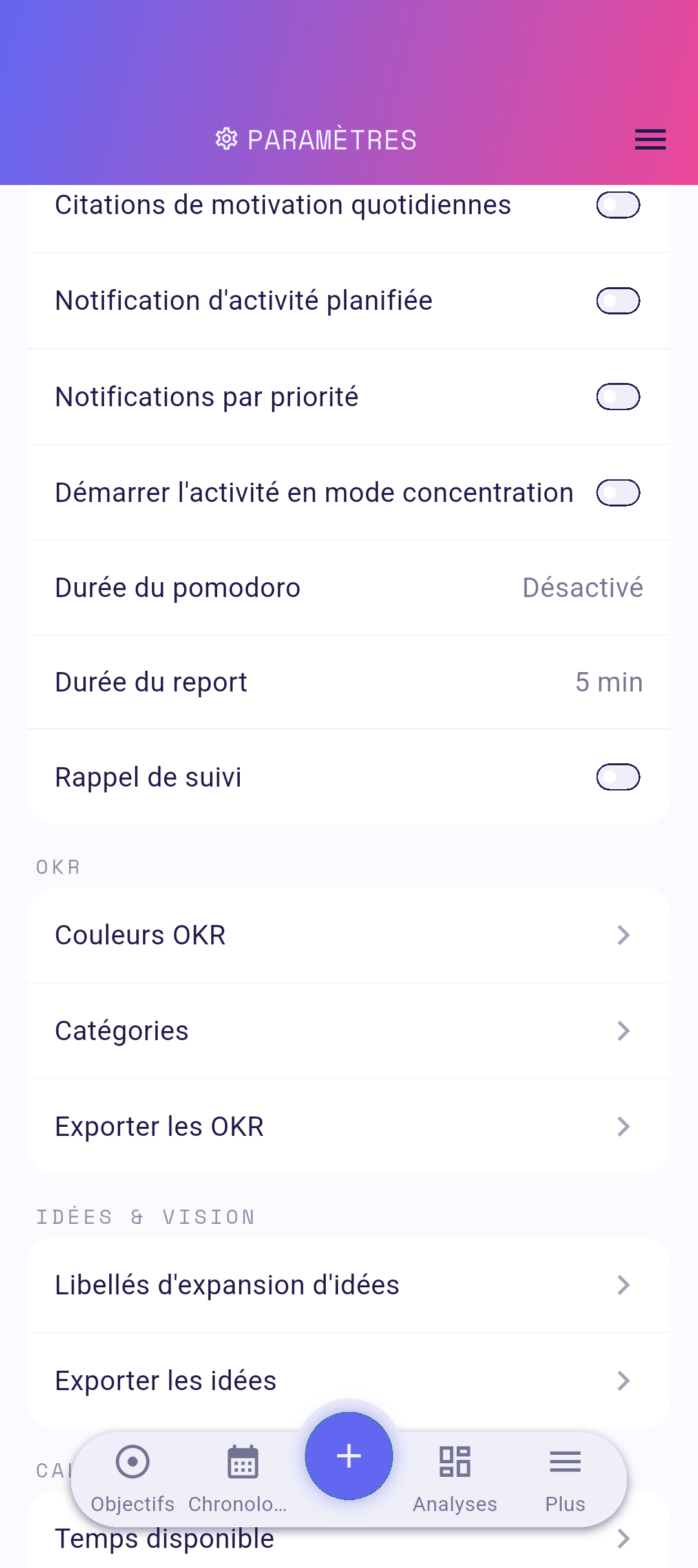 Sélecteur d'heure pour la citation quotidienne