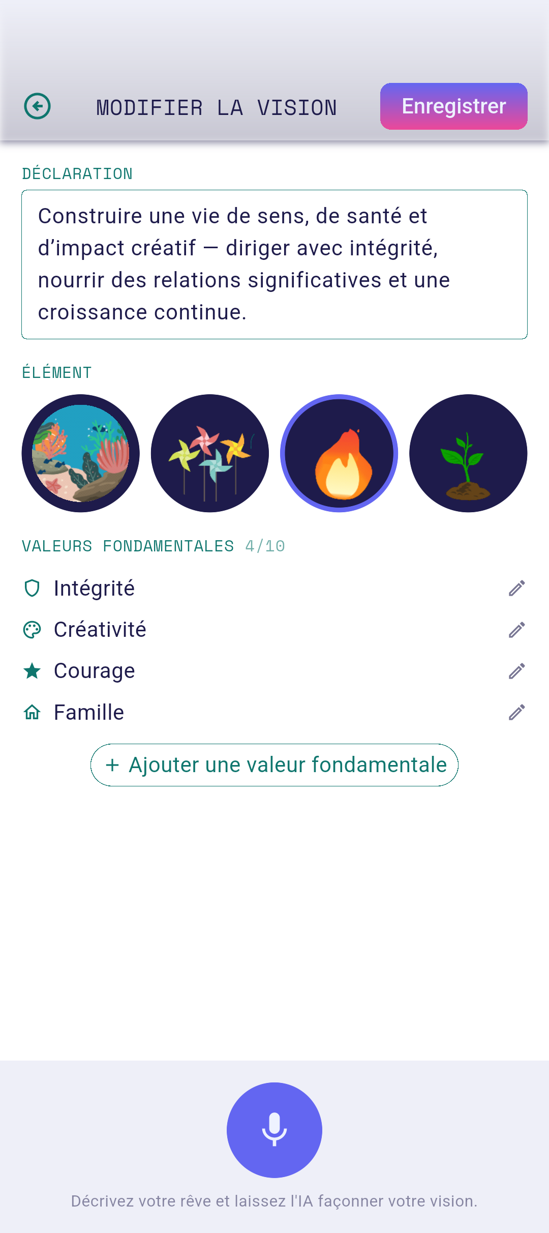 Éditeur ouvert avec le texte de la vision saisi