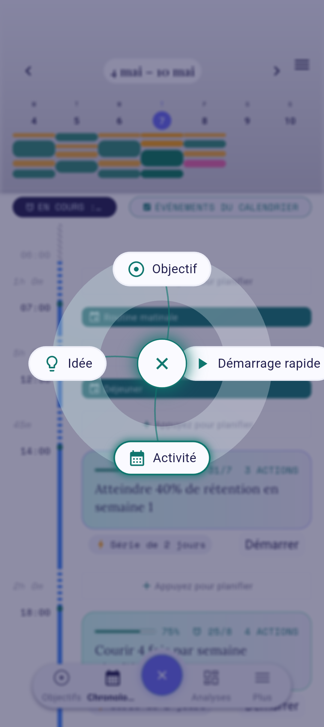 Cadran QuickPlus avec Démarrage rapide mis en évidence