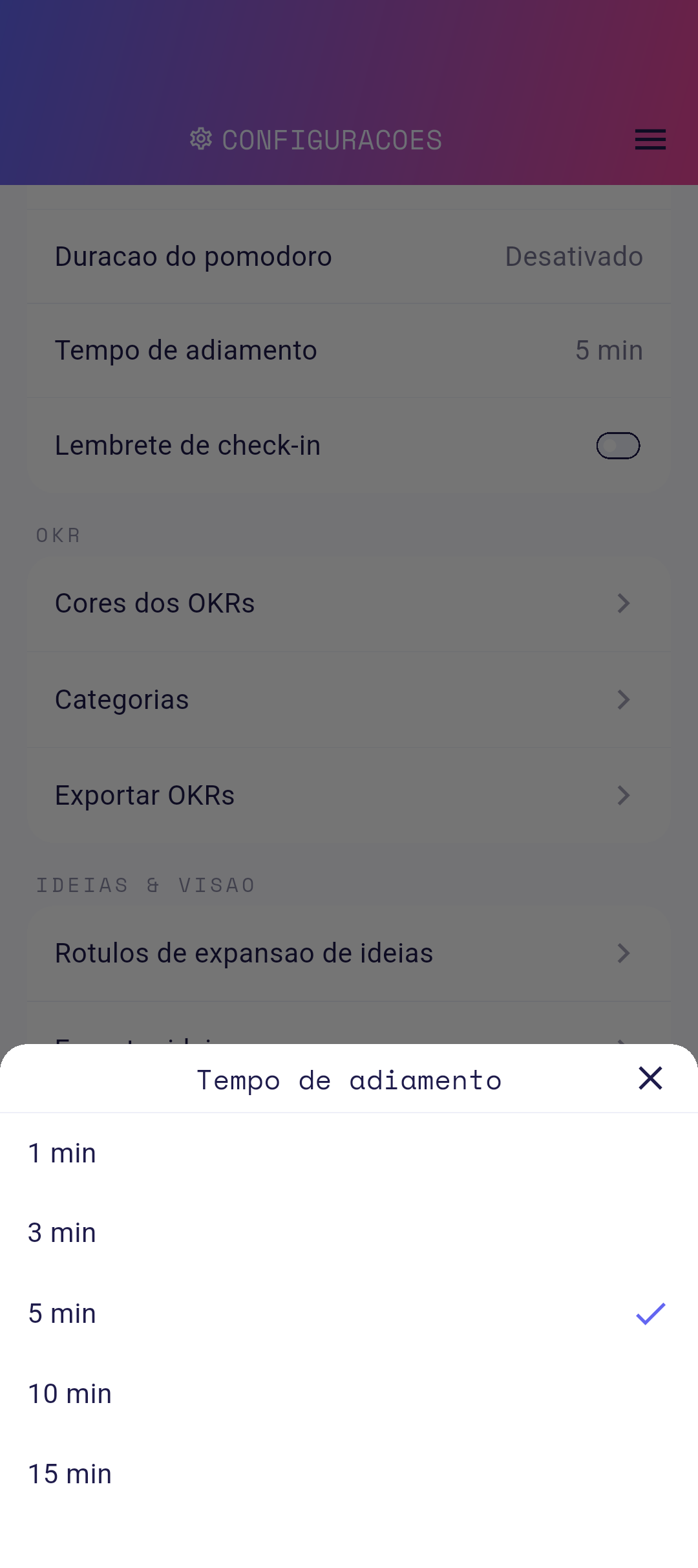 Seletor de Tempo de soneca