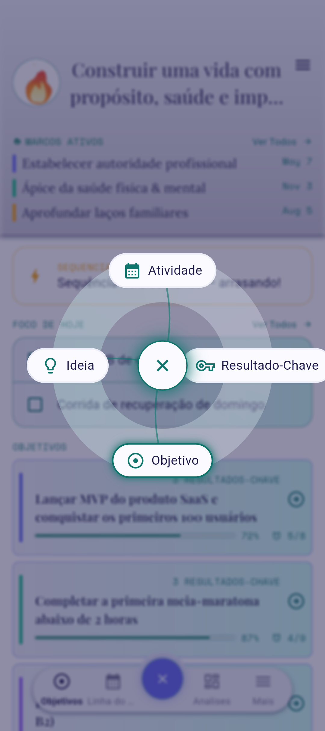Dial QuickPlus com a opção Resultado-chave destacada