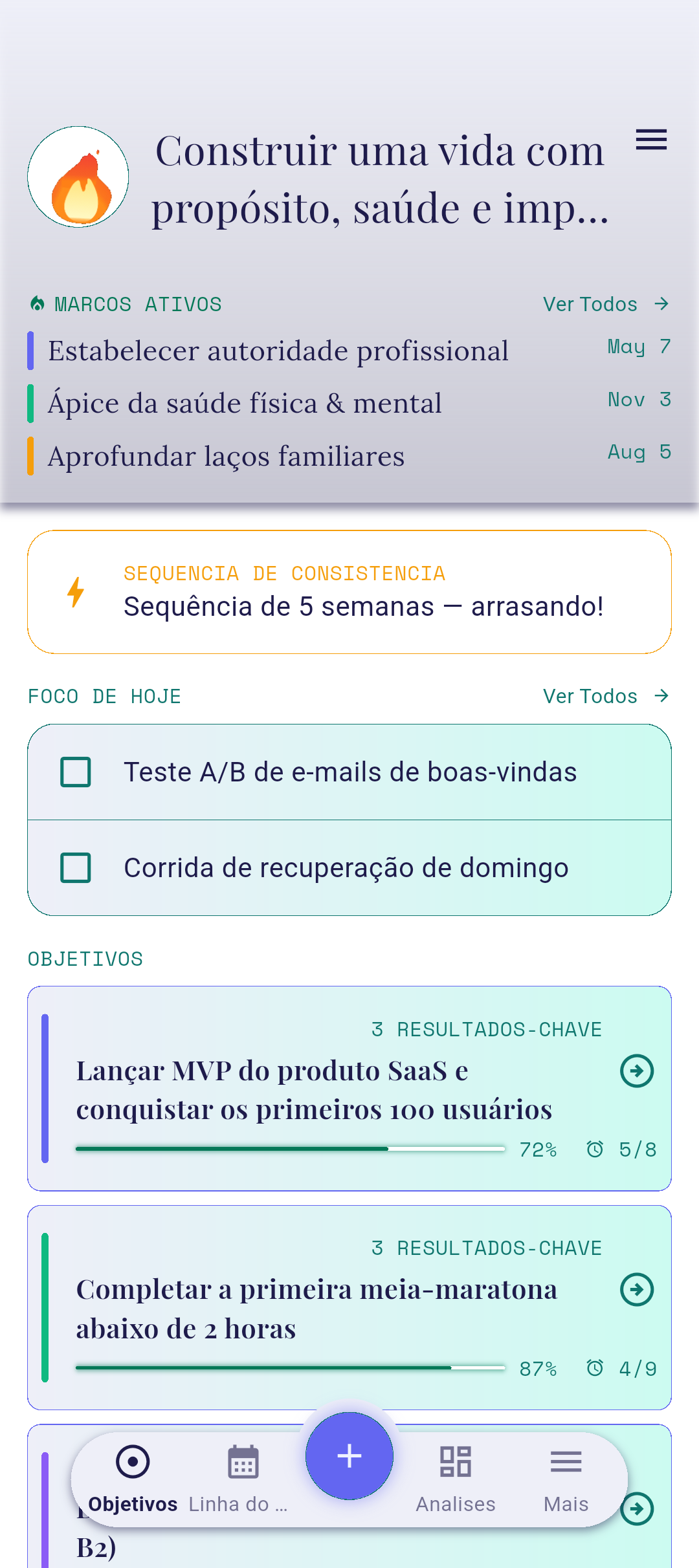 Botão + flutuante na navegação inferior