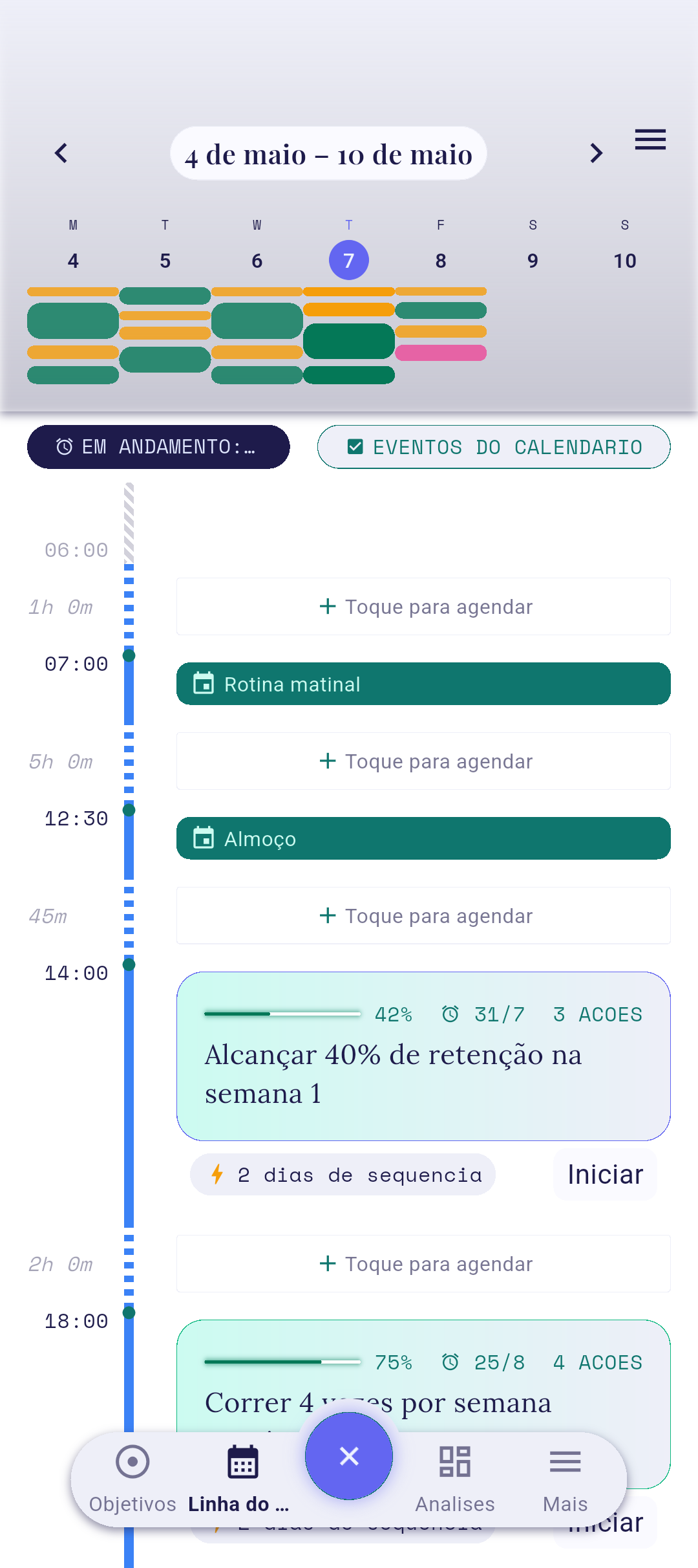 Card de rastreamento na tela da Linha do tempo
