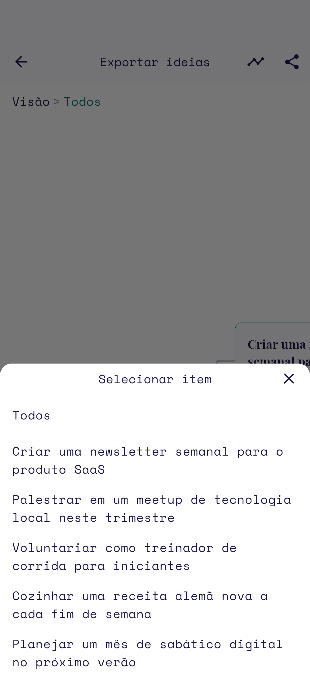 Opções de escopo e estilo de linha