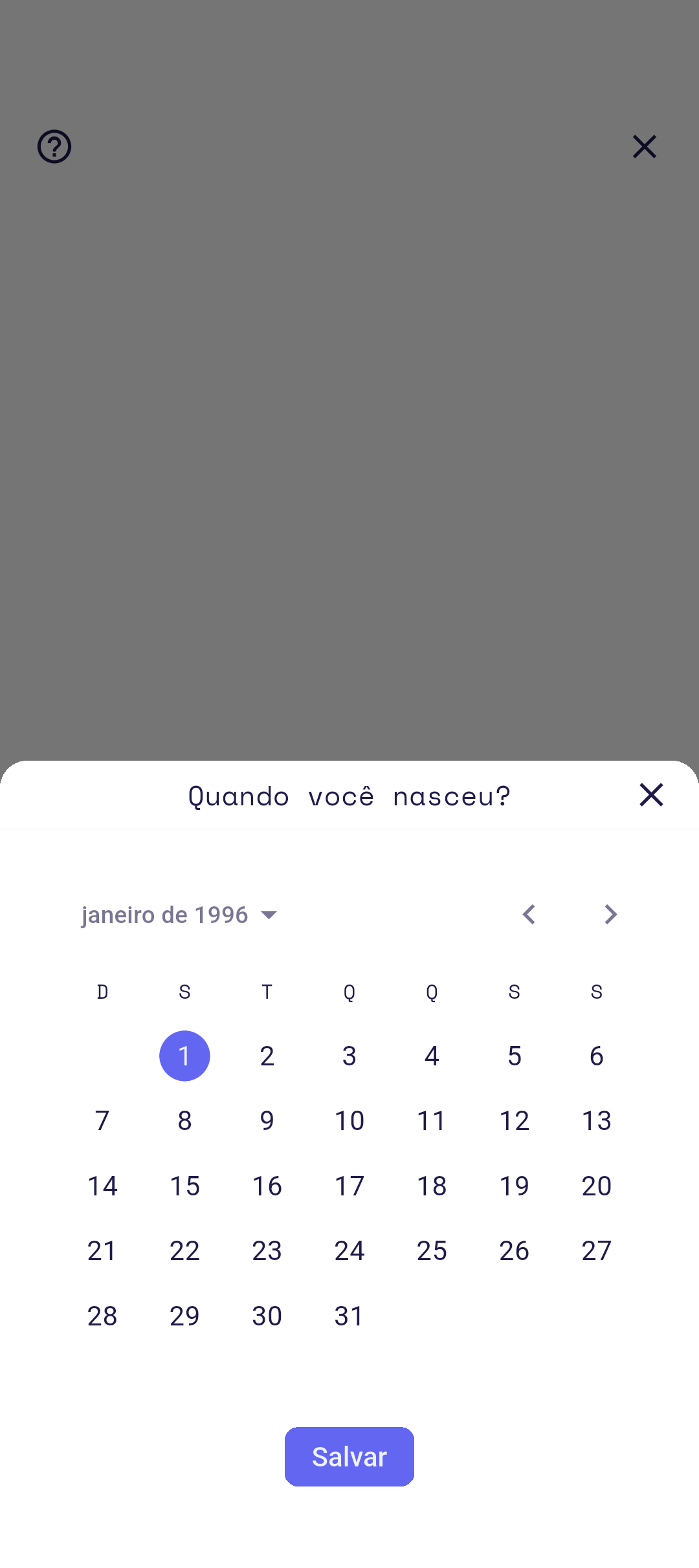 Seletor de aniversário
