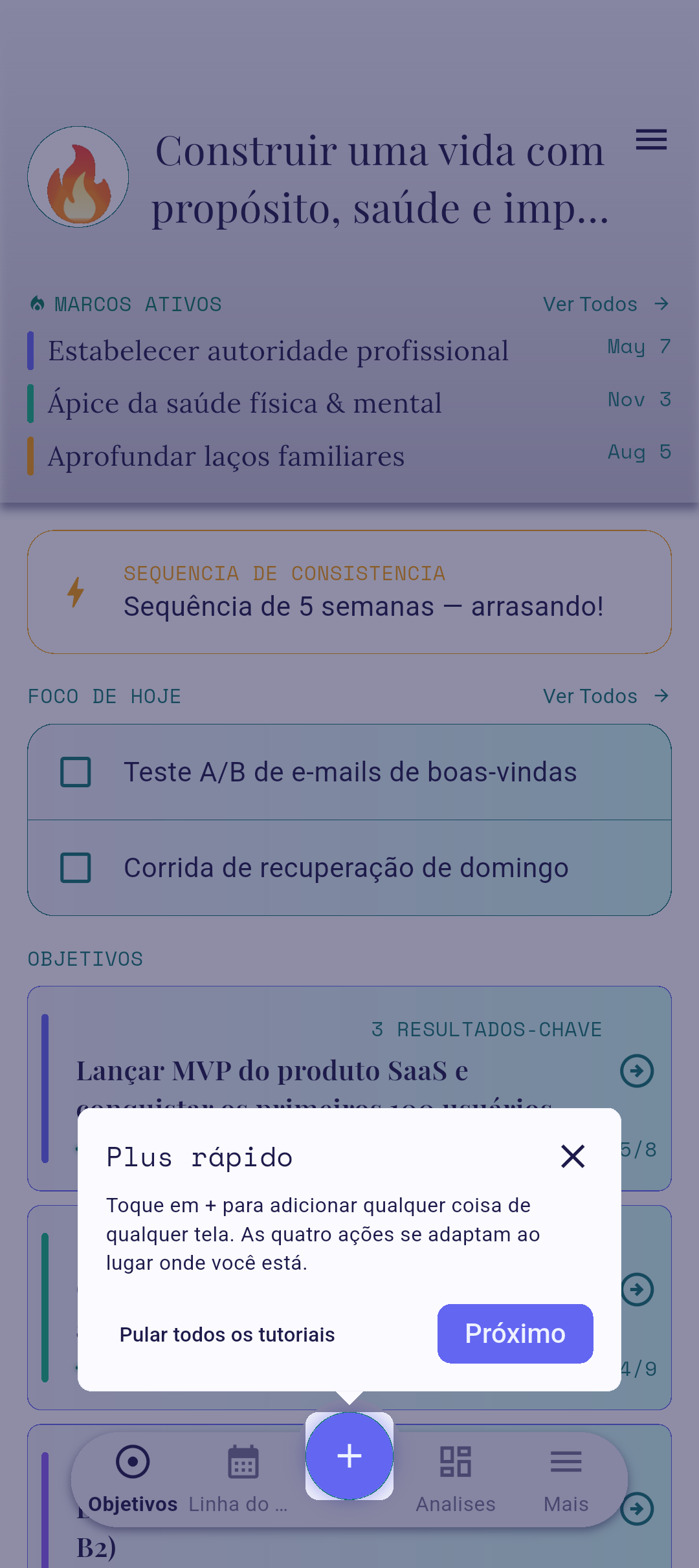 Sobreposição do tutorial em execução