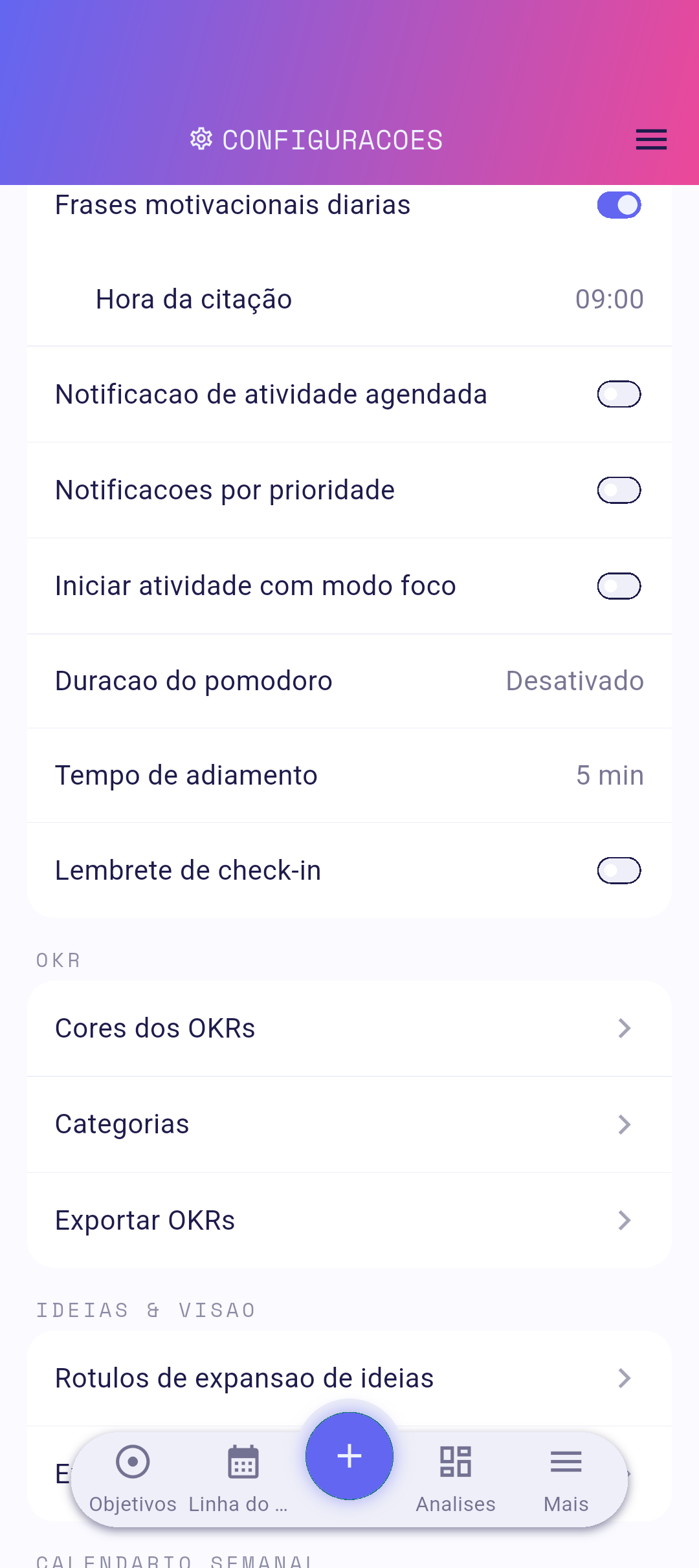 Botão de Citações de Motivação Diárias