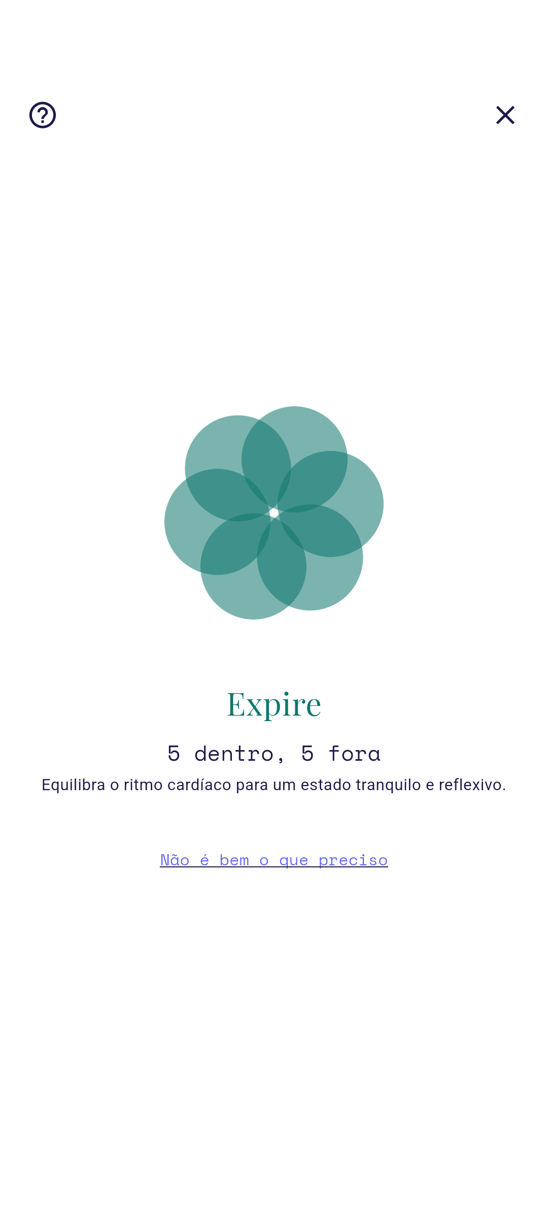 Visual de respiração no meio do ciclo