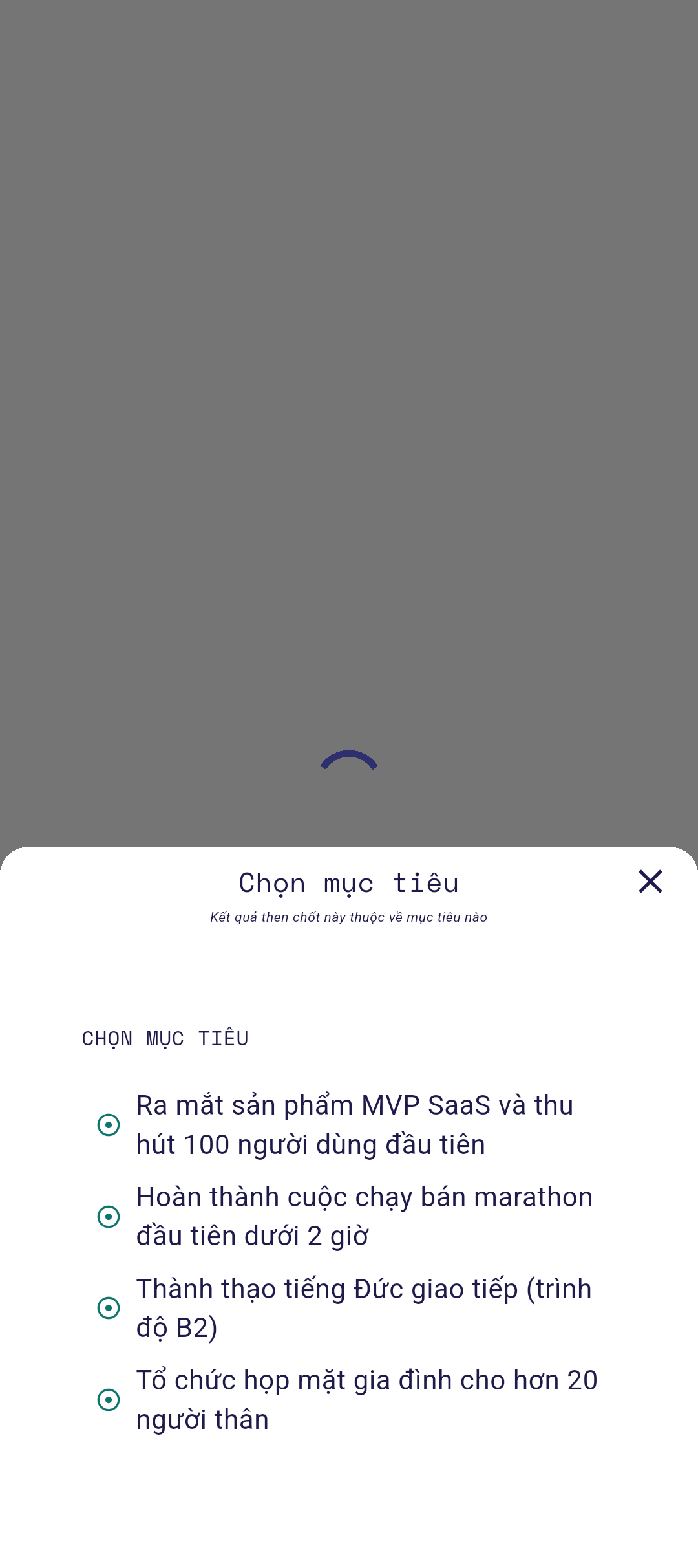 Trình soạn thảo kết quả then chốt với tiêu đề và đo lường đã điền
