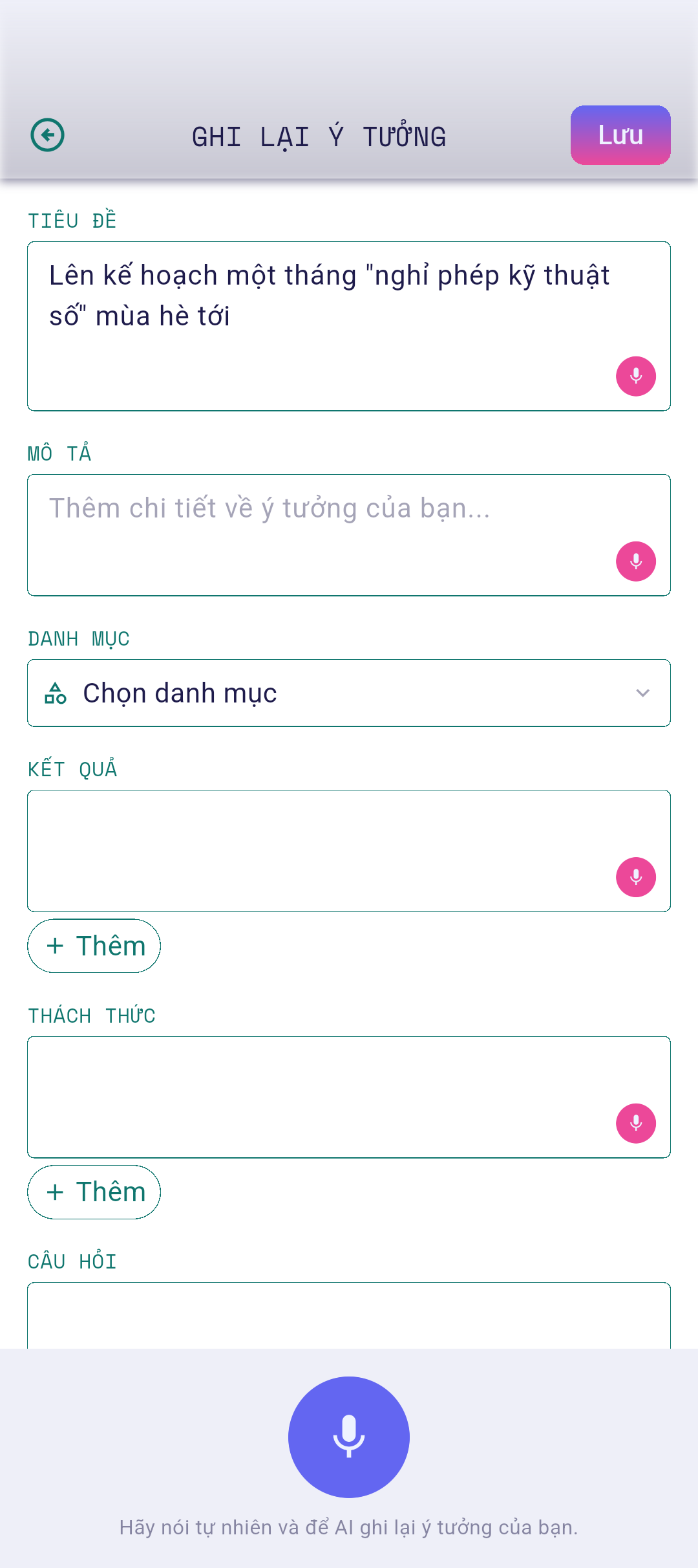 Bảng xem lại giọng nói với văn bản đã ghi lại