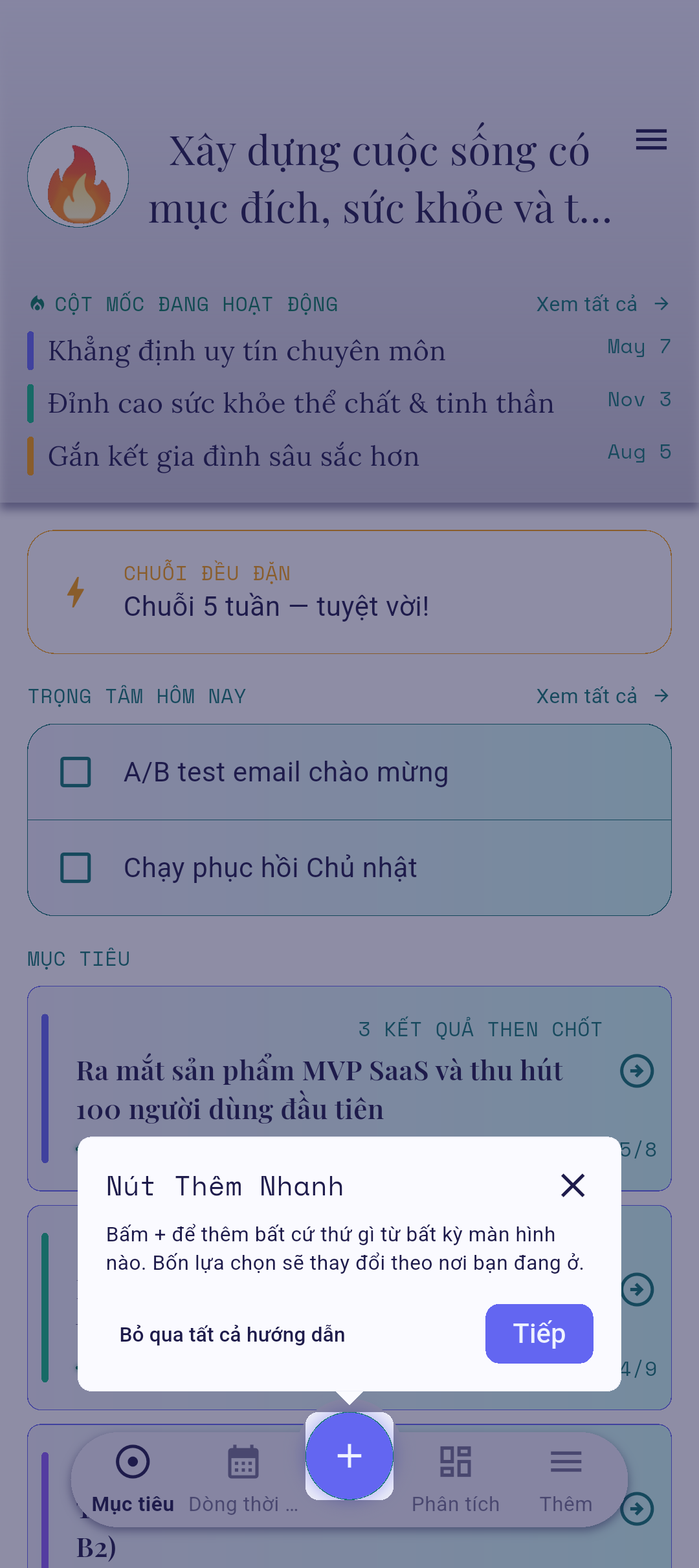 Lớp phủ hướng dẫn đang chạy