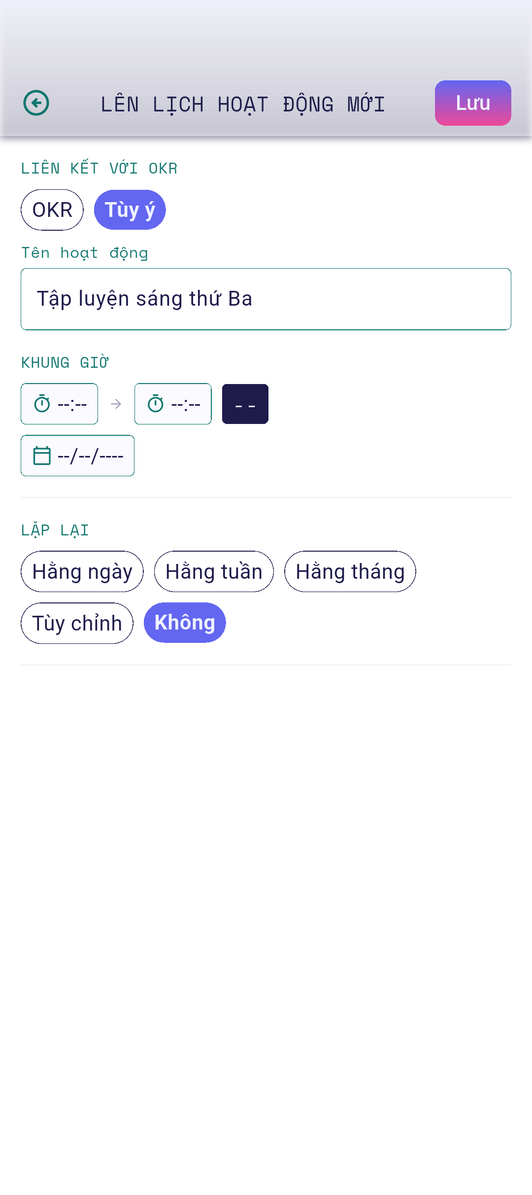 Trình soạn thảo hoạt động với các trường đã điền