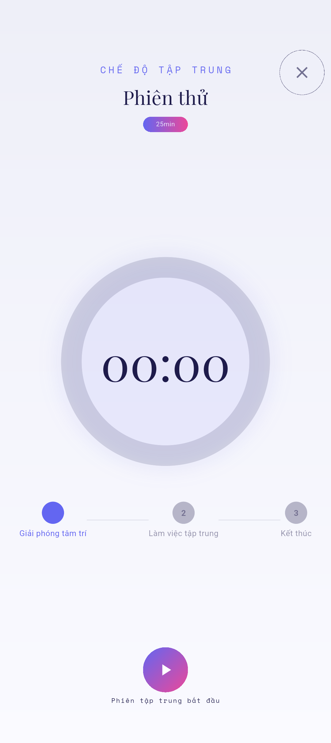 Bộ chọn hoạt động cho trình khởi chạy pomodoro
